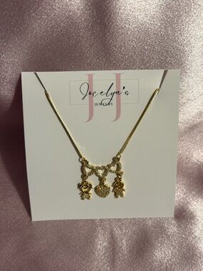 jocelyn Gold Heart & Charm Trio Necklace